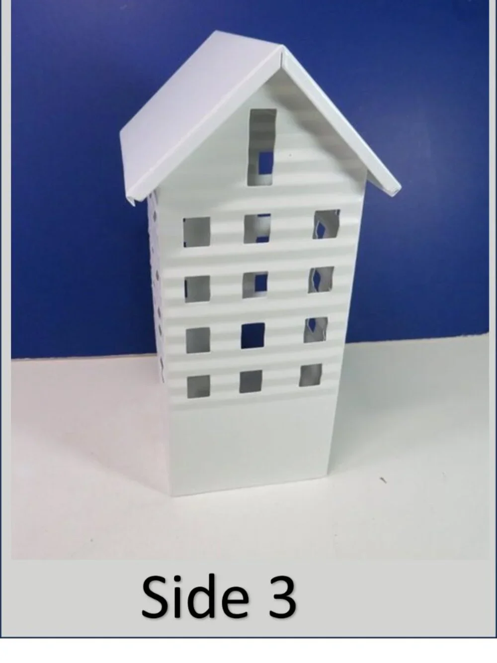 White Metal House Luminary Corrugated Metal Candle Holder Farmhouse Decor